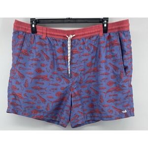 Southern Marsh Swim Trunks Men XL Blue Fishing Marlin Print Mesh Lined 6" Inseam